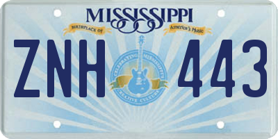 MS license plate ZNH443