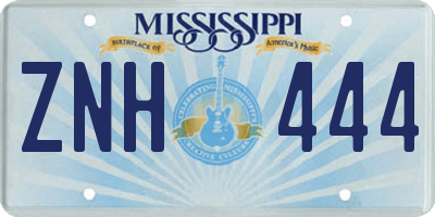 MS license plate ZNH444