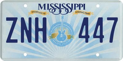 MS license plate ZNH447