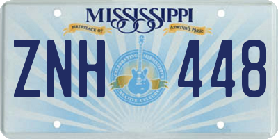 MS license plate ZNH448