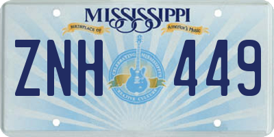 MS license plate ZNH449