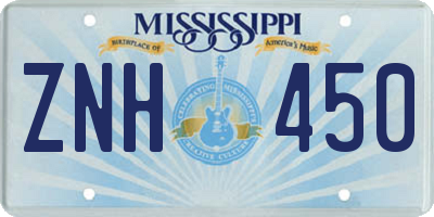 MS license plate ZNH450