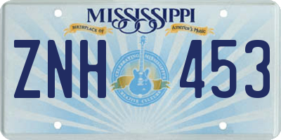 MS license plate ZNH453