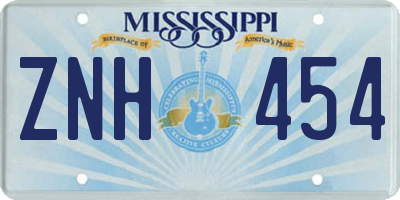 MS license plate ZNH454
