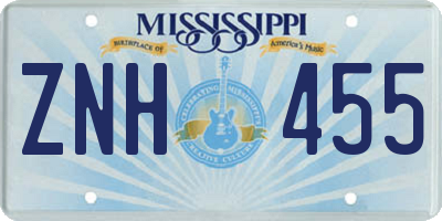 MS license plate ZNH455