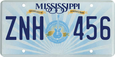 MS license plate ZNH456