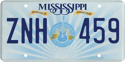 MS license plate ZNH459