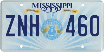 MS license plate ZNH460