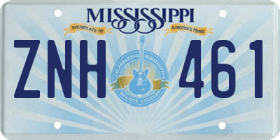 MS license plate ZNH461