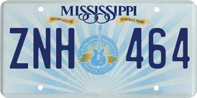 MS license plate ZNH464