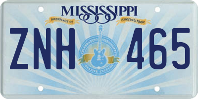 MS license plate ZNH465