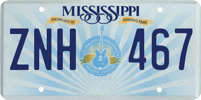 MS license plate ZNH467
