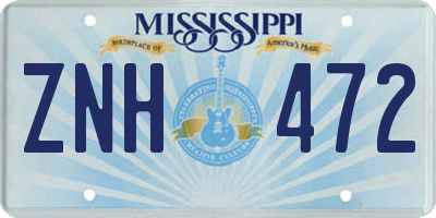MS license plate ZNH472