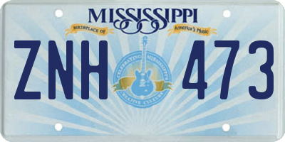 MS license plate ZNH473