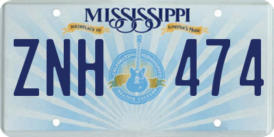 MS license plate ZNH474