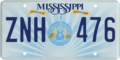 MS license plate ZNH476