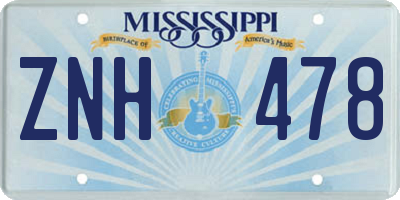 MS license plate ZNH478