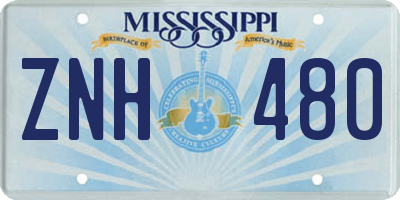 MS license plate ZNH480