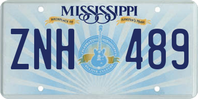 MS license plate ZNH489