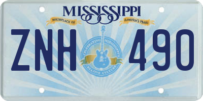 MS license plate ZNH490