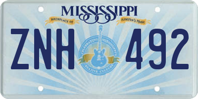 MS license plate ZNH492
