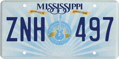MS license plate ZNH497