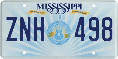 MS license plate ZNH498