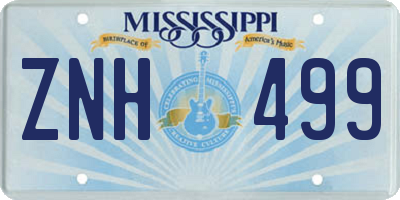 MS license plate ZNH499