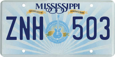 MS license plate ZNH503