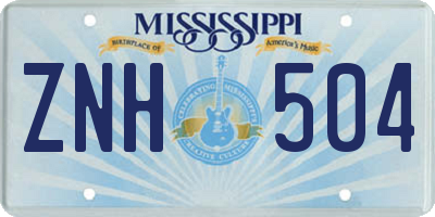 MS license plate ZNH504