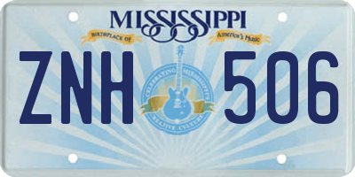 MS license plate ZNH506