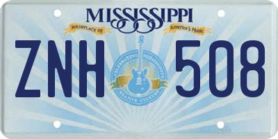 MS license plate ZNH508