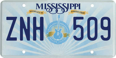 MS license plate ZNH509