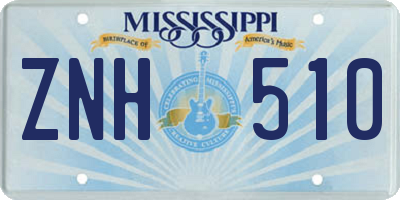 MS license plate ZNH510