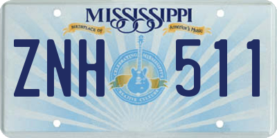 MS license plate ZNH511