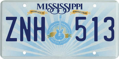 MS license plate ZNH513