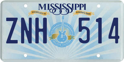 MS license plate ZNH514
