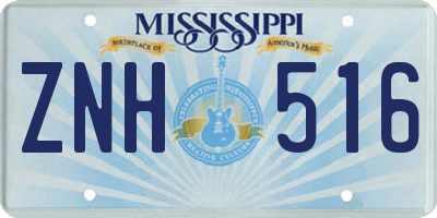 MS license plate ZNH516