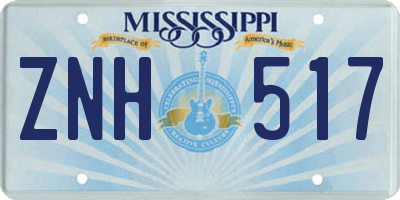 MS license plate ZNH517