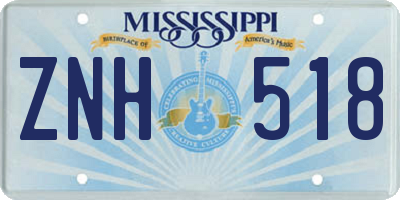 MS license plate ZNH518