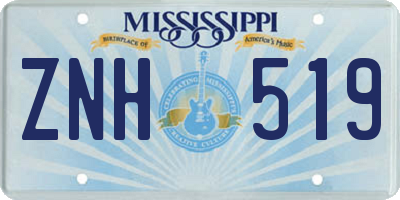 MS license plate ZNH519