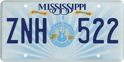 MS license plate ZNH522