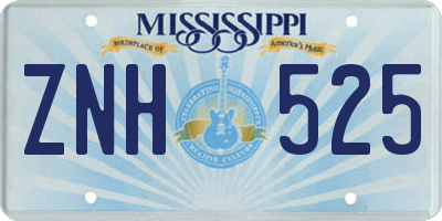 MS license plate ZNH525