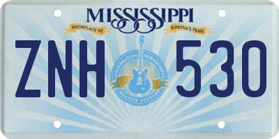 MS license plate ZNH530