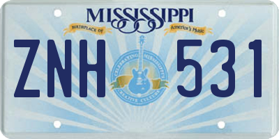 MS license plate ZNH531