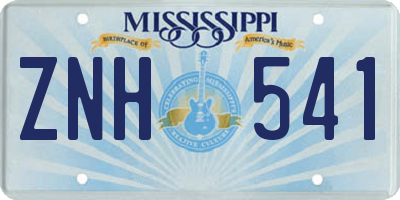 MS license plate ZNH541