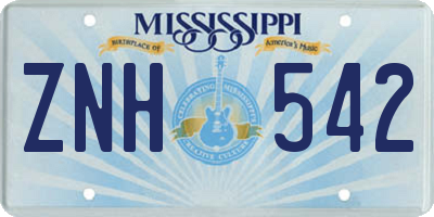 MS license plate ZNH542