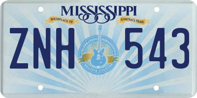 MS license plate ZNH543