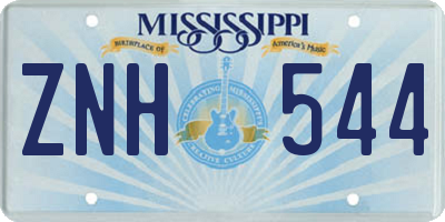 MS license plate ZNH544