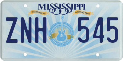 MS license plate ZNH545